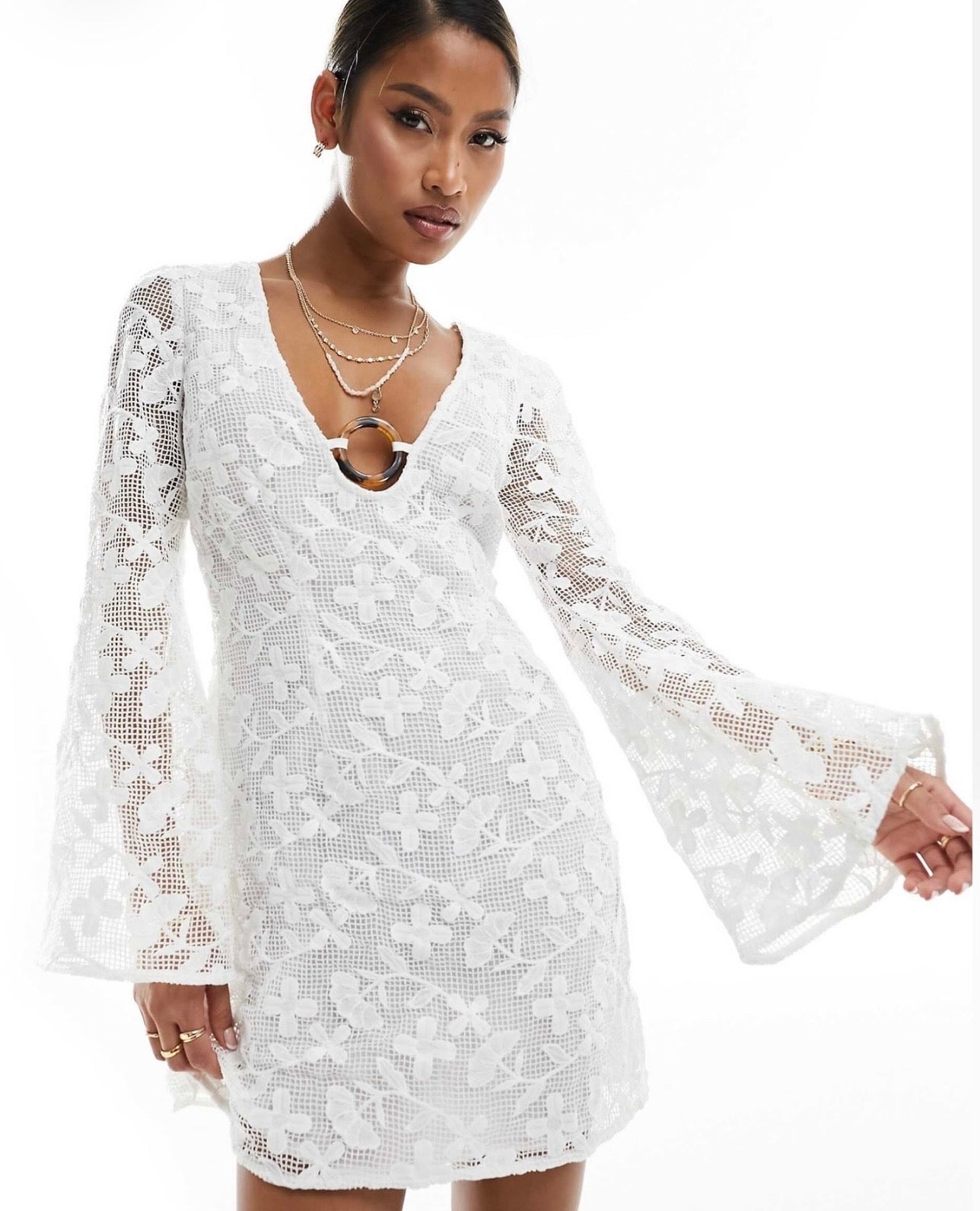Embroidered Roses Dress